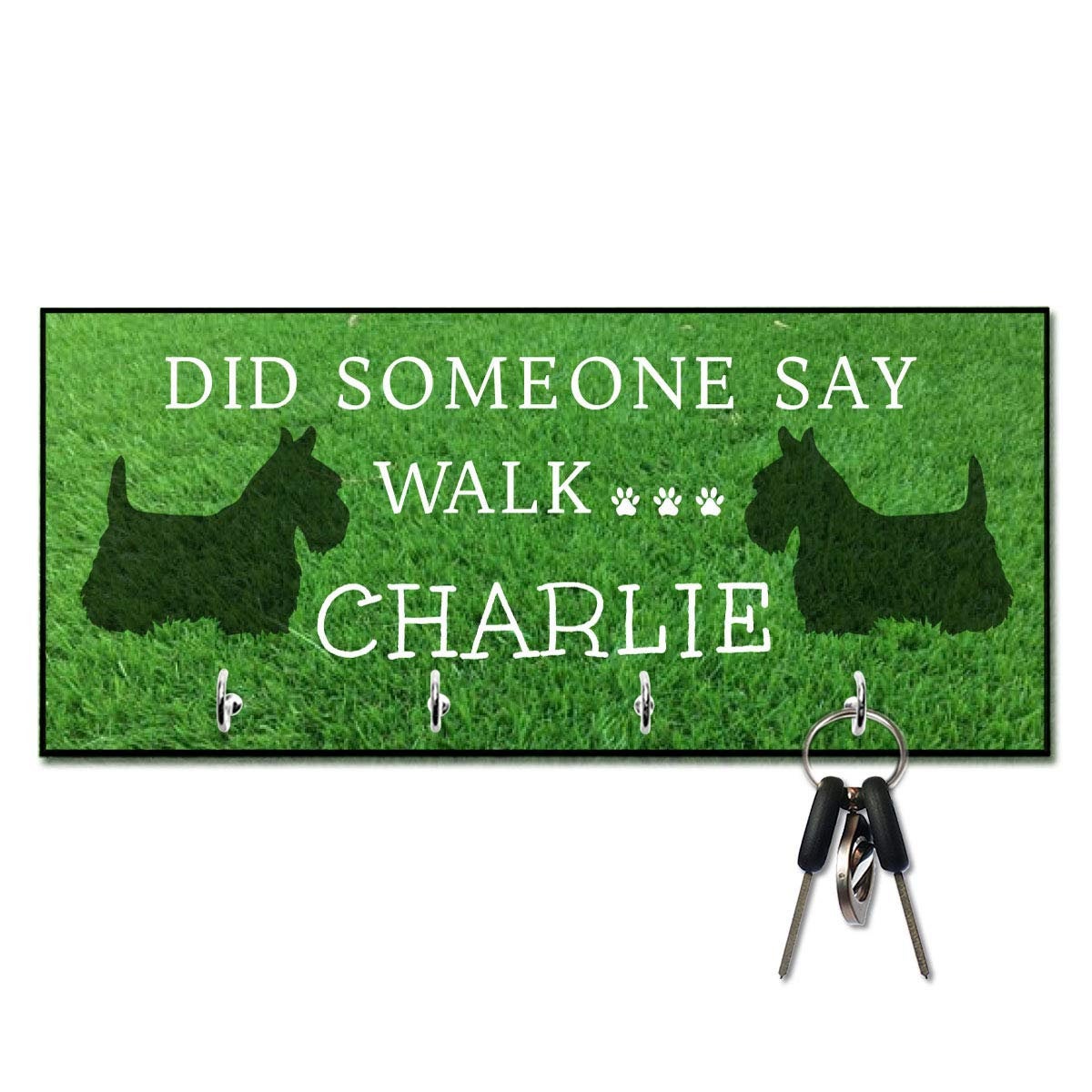 Pesonalized Did Someone Say Walk Scottish Terrier Dog Leash and Key Hanger