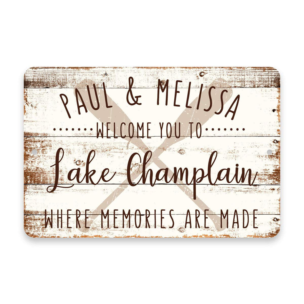 Personalized Welcome to Lake Champlain Where Memories are Made Sign - 8 X 12 Metal Sign with Wood Look