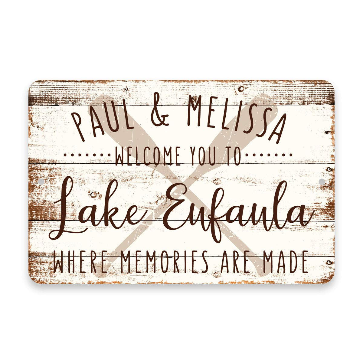Personalized Welcome to Lake Eufaula Where Memories are Made Sign - 8 X 12 Metal Sign with Wood Look