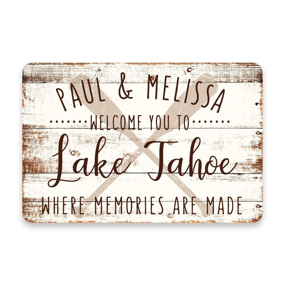 Personalized Welcome to Lake Tahoe Where Memories are Made Sign - 8 X 12 Metal Sign with Wood Look
