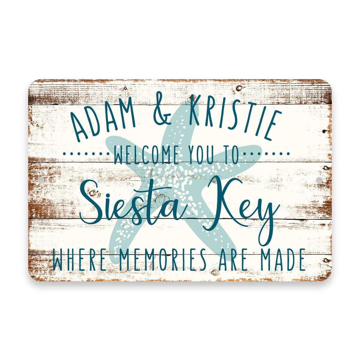 Personalized Welcome to Siesta Key Where Memories are Made Sign - 8 X 12 Metal Sign with Wood Look