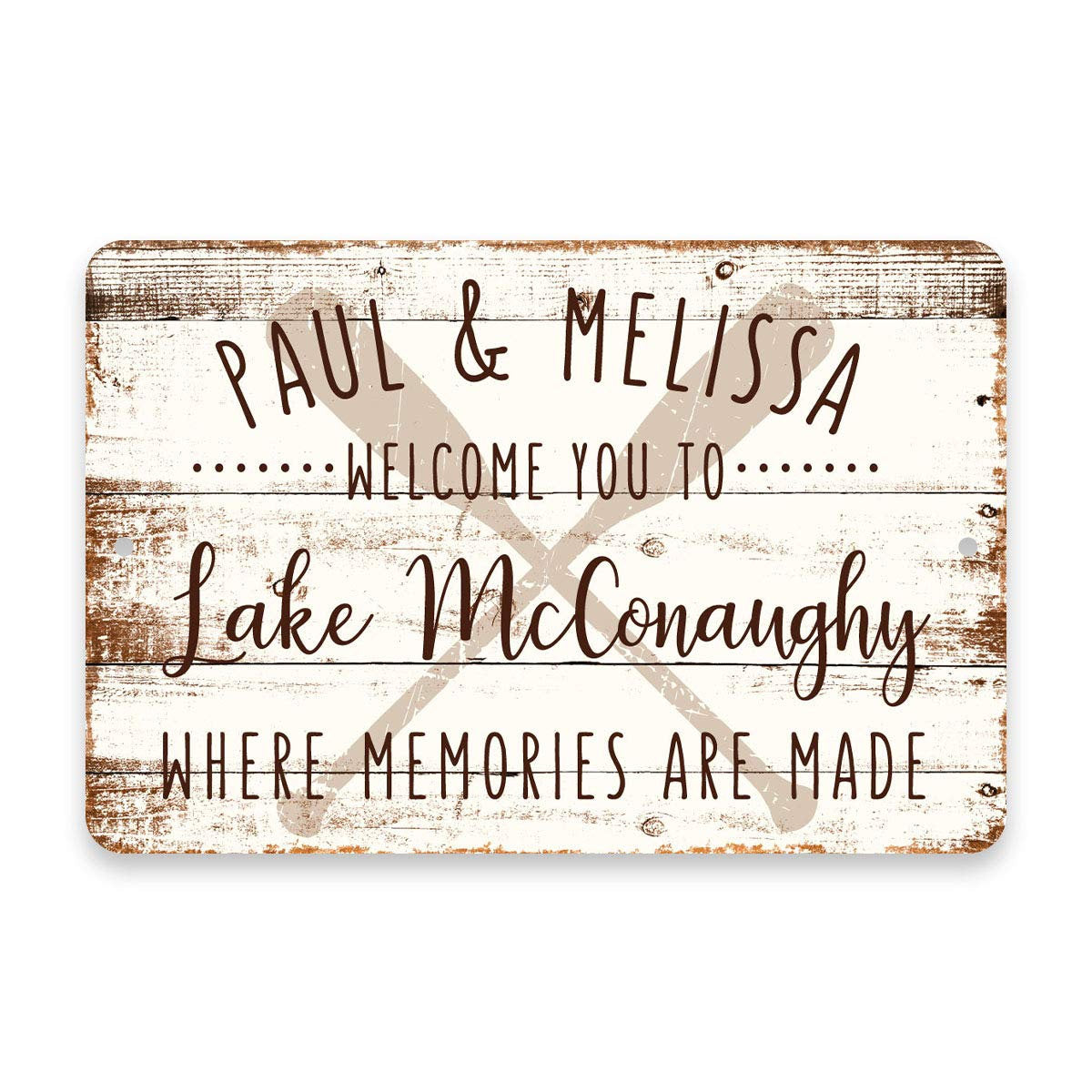 Personalized Welcome to Lake McConaughy Where Memories are Made Sign - 8 X 12 Metal Sign with Wood Look