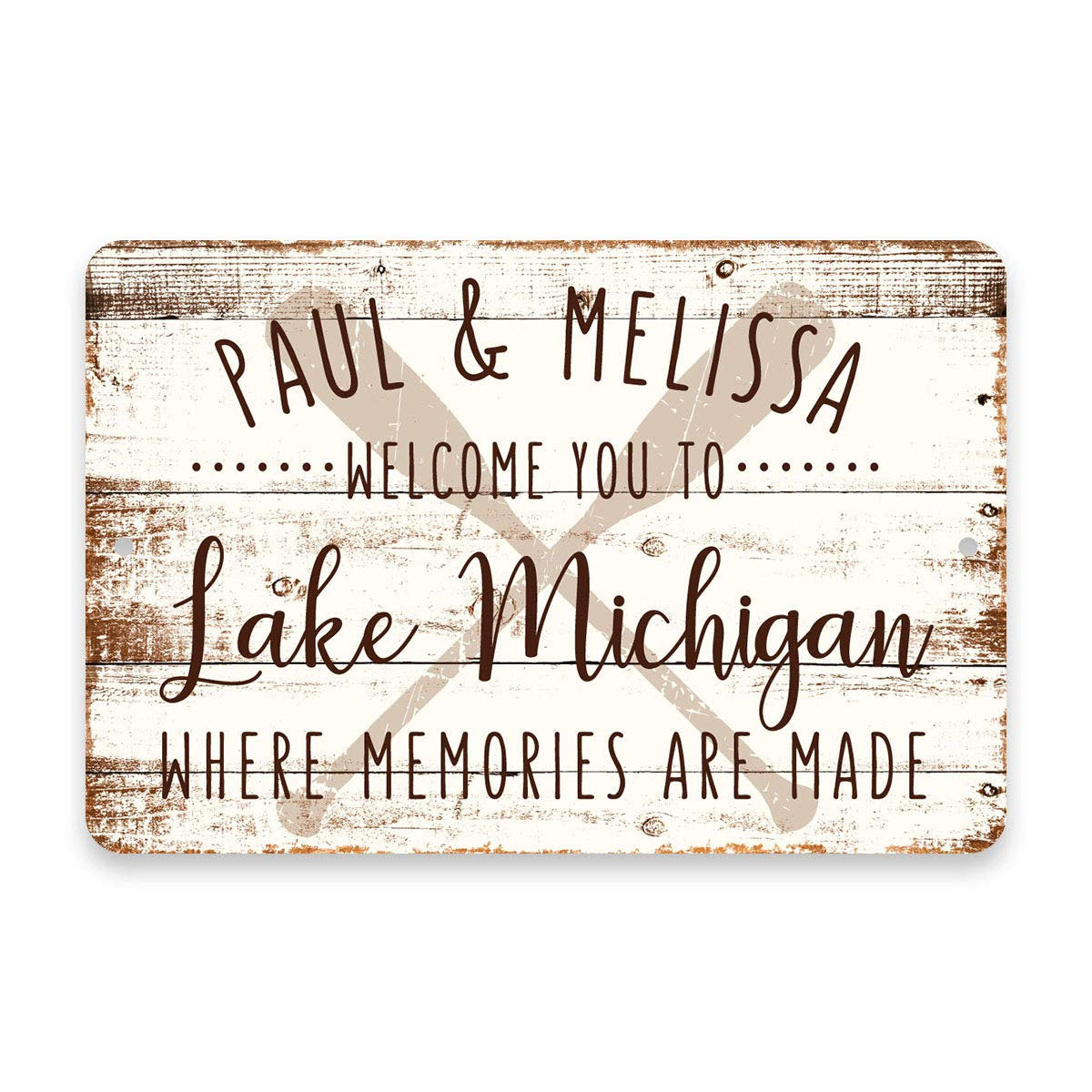 Personalized Welcome to Lake Michigan Where Memories are Made Sign - 8 X 12 Metal Sign with Wood Look