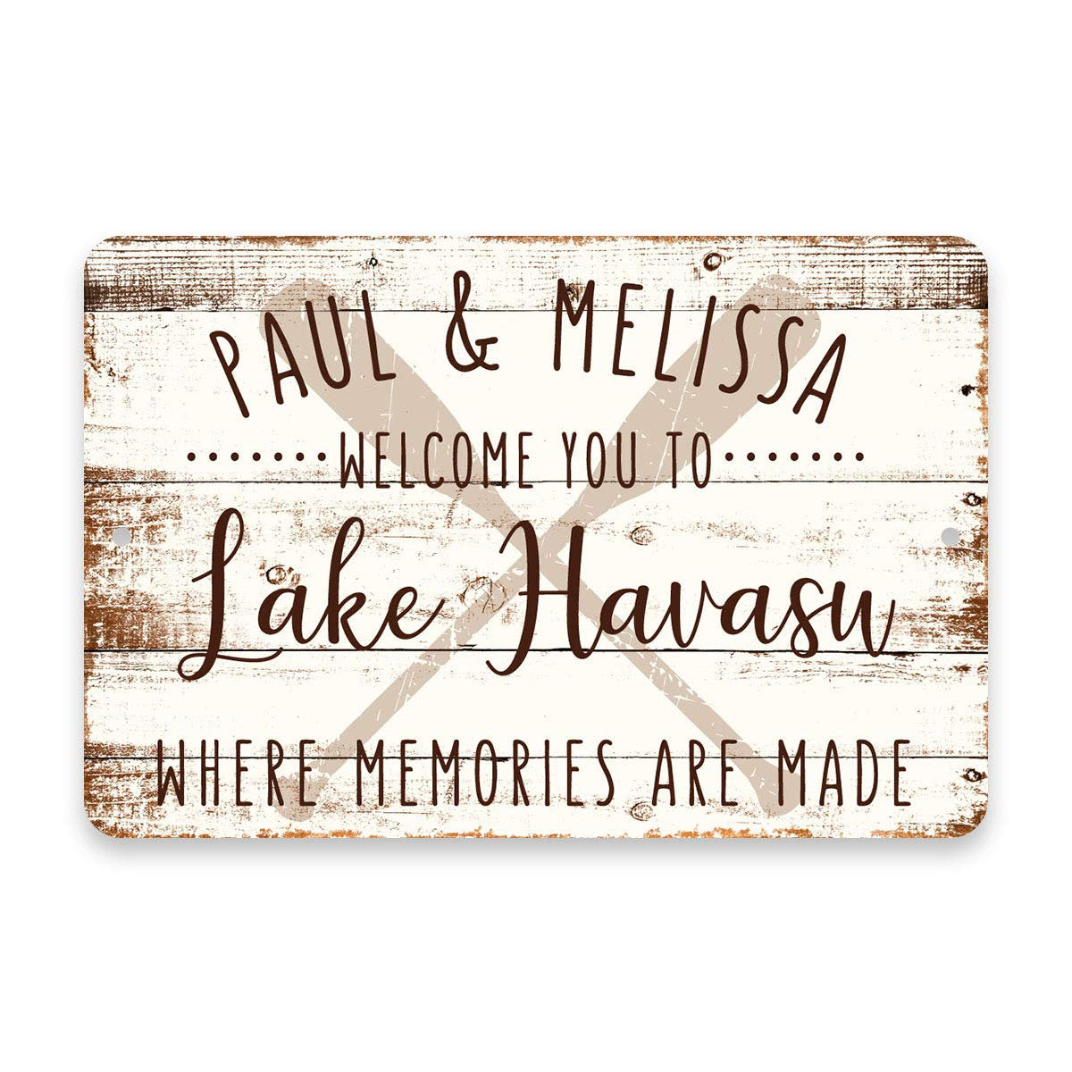 Personalized Welcome to Lake Havasu Where Memories are Made Sign - 8 X 12 Metal Sign with Wood Look