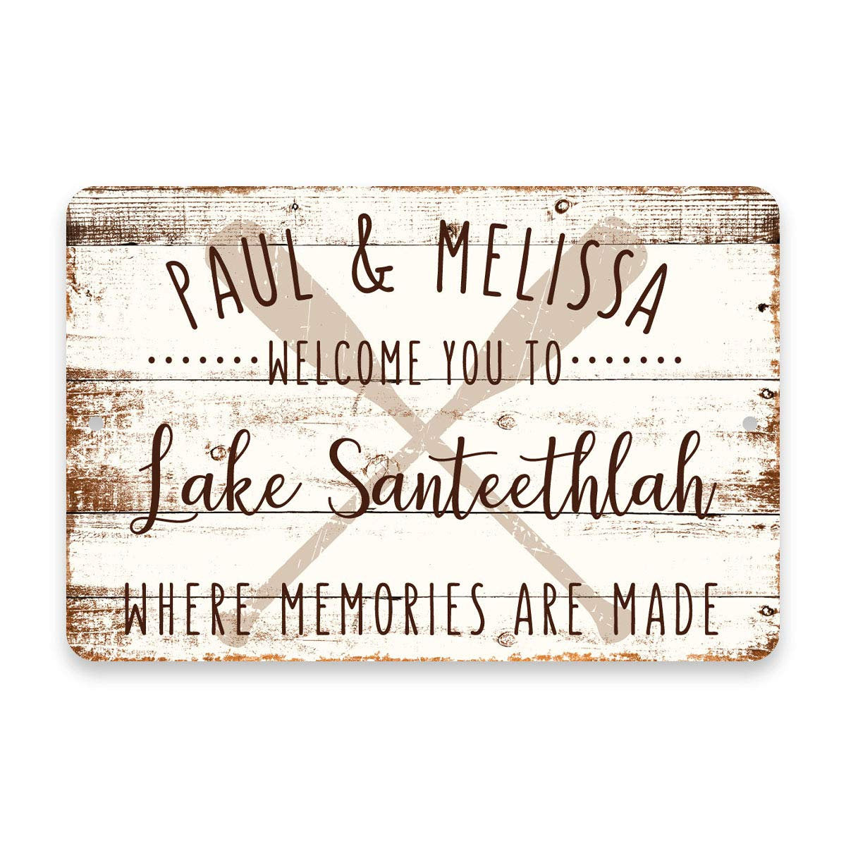 Personalized Welcome to Lake Santeethlah Where Memories are Made Sign - 8 X 12 Metal Sign with Wood Look