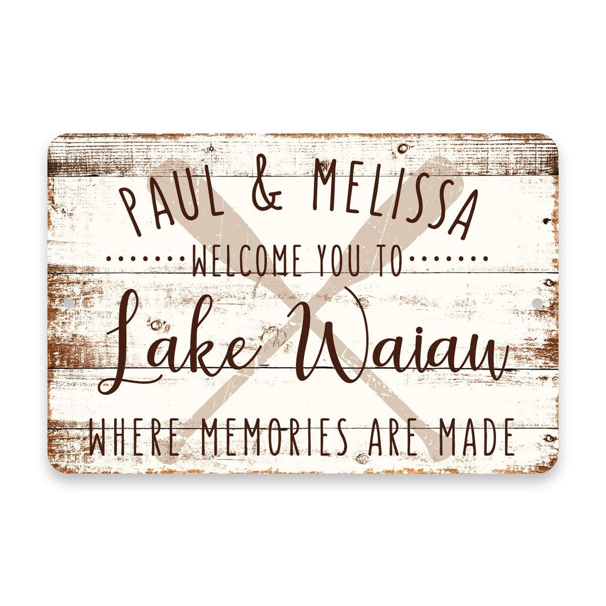 Personalized Welcome to Lake Waiau Where Memories are Made Sign - 8 X 12 Metal Sign with Wood Look