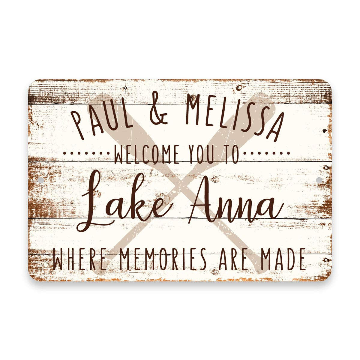 Personalized Welcome to Lake Anna Where Memories are Made Sign - 8 X 12 Metal Sign with Wood Look