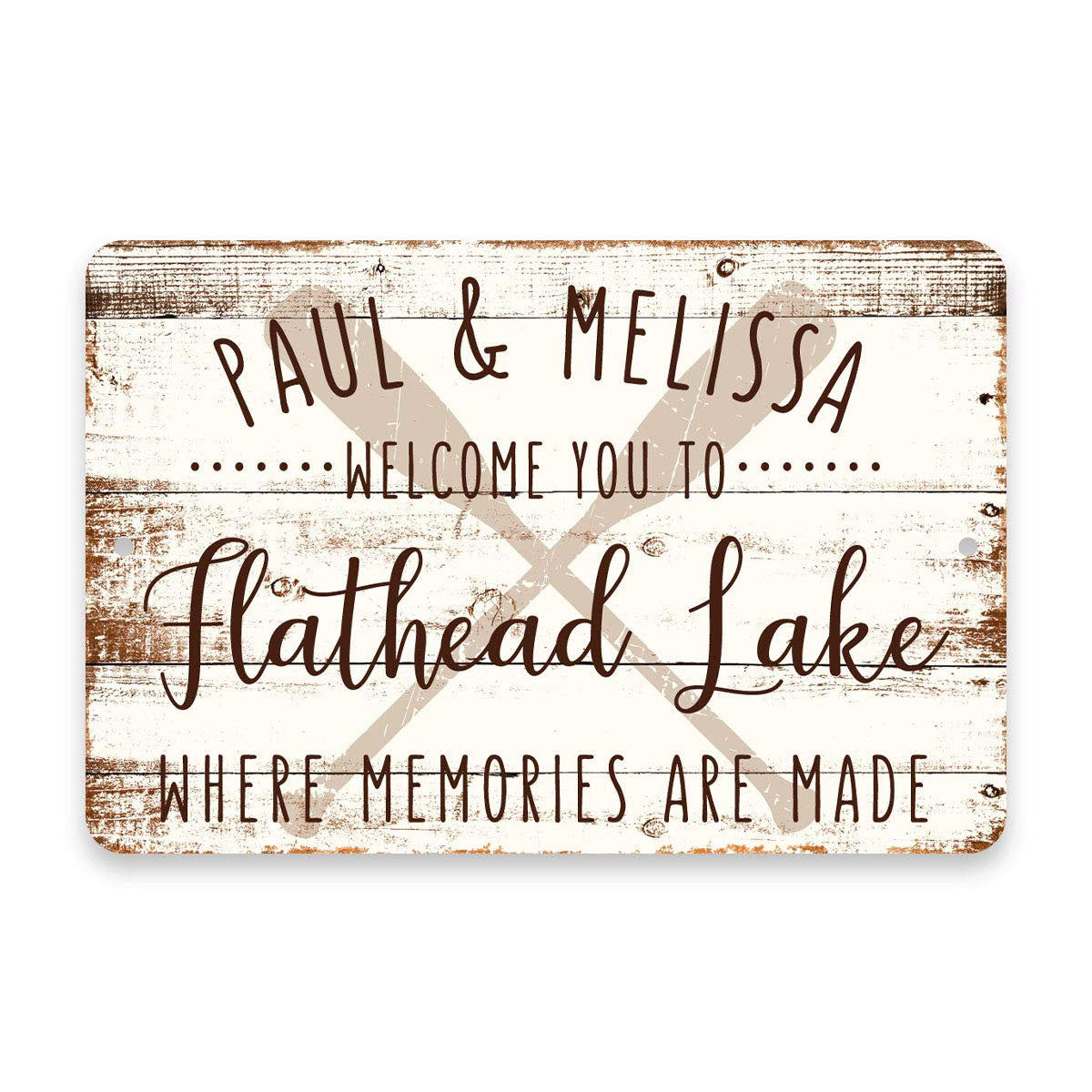 Personalized Welcome to Flathead Lake Where Memories are Made Sign - 8 X 12 Metal Sign with Wood Look