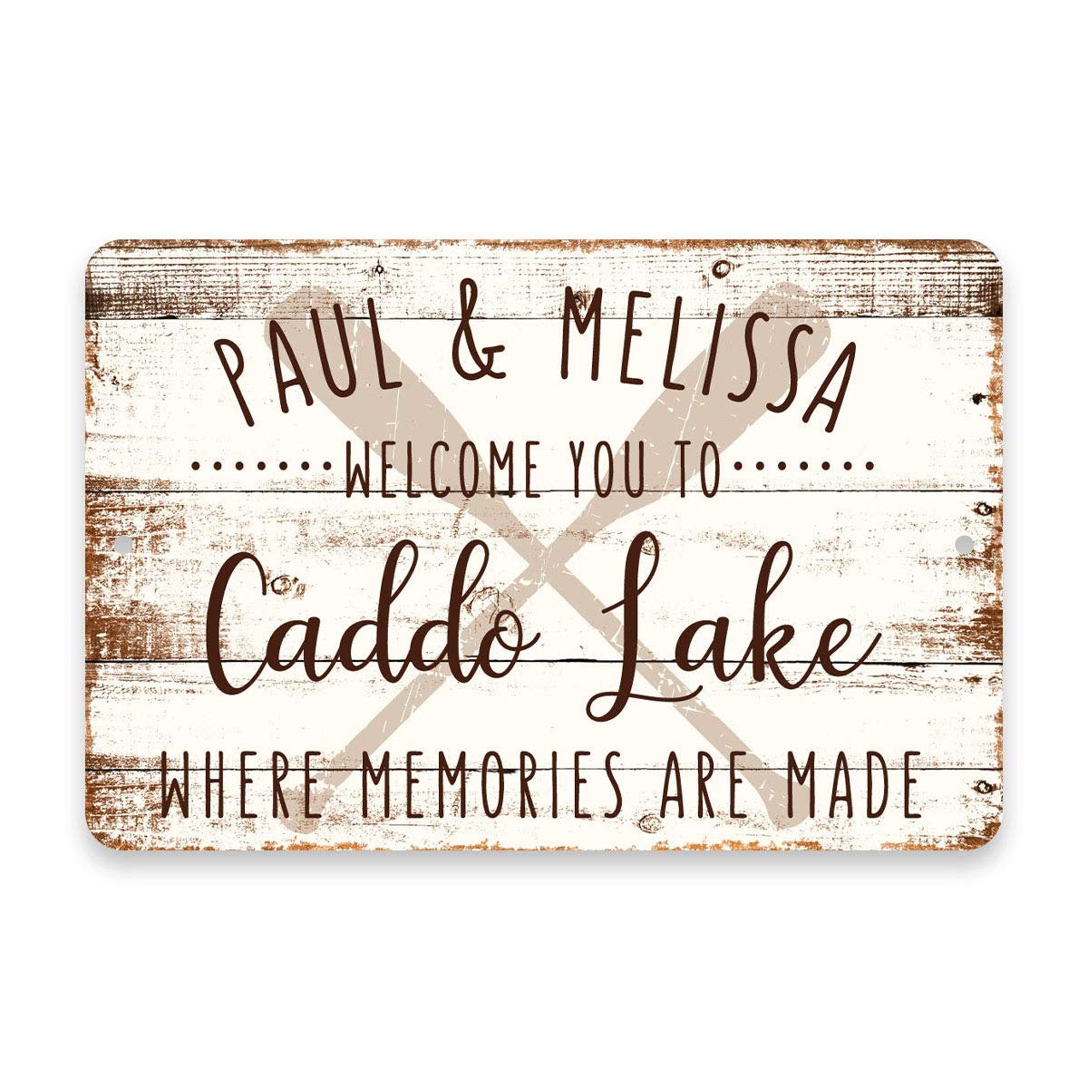 Personalized Welcome to Caddo Lake Where Memories are Made Sign - 8 X 12 Metal Sign with Wood Look