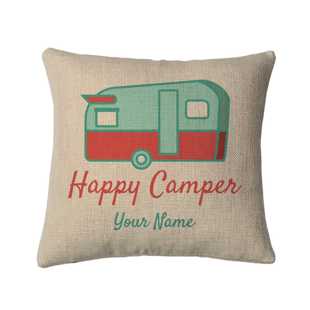 Personalized Happy Camper Mini Throw Pillow