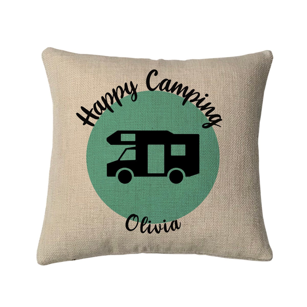 Personalized Happy Camping Mini Throw Pillow