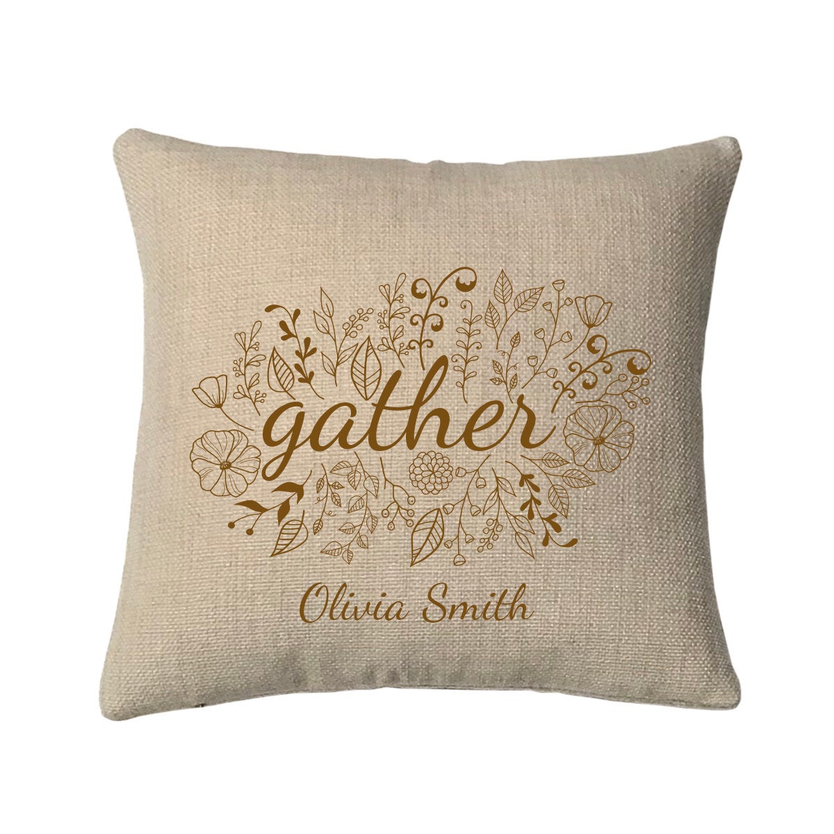 Personalized Gather Mini Throw Pillow Measures 9.5 Inches X 9.5 inches (Insert is included) Complete Very Small Throw Pillow