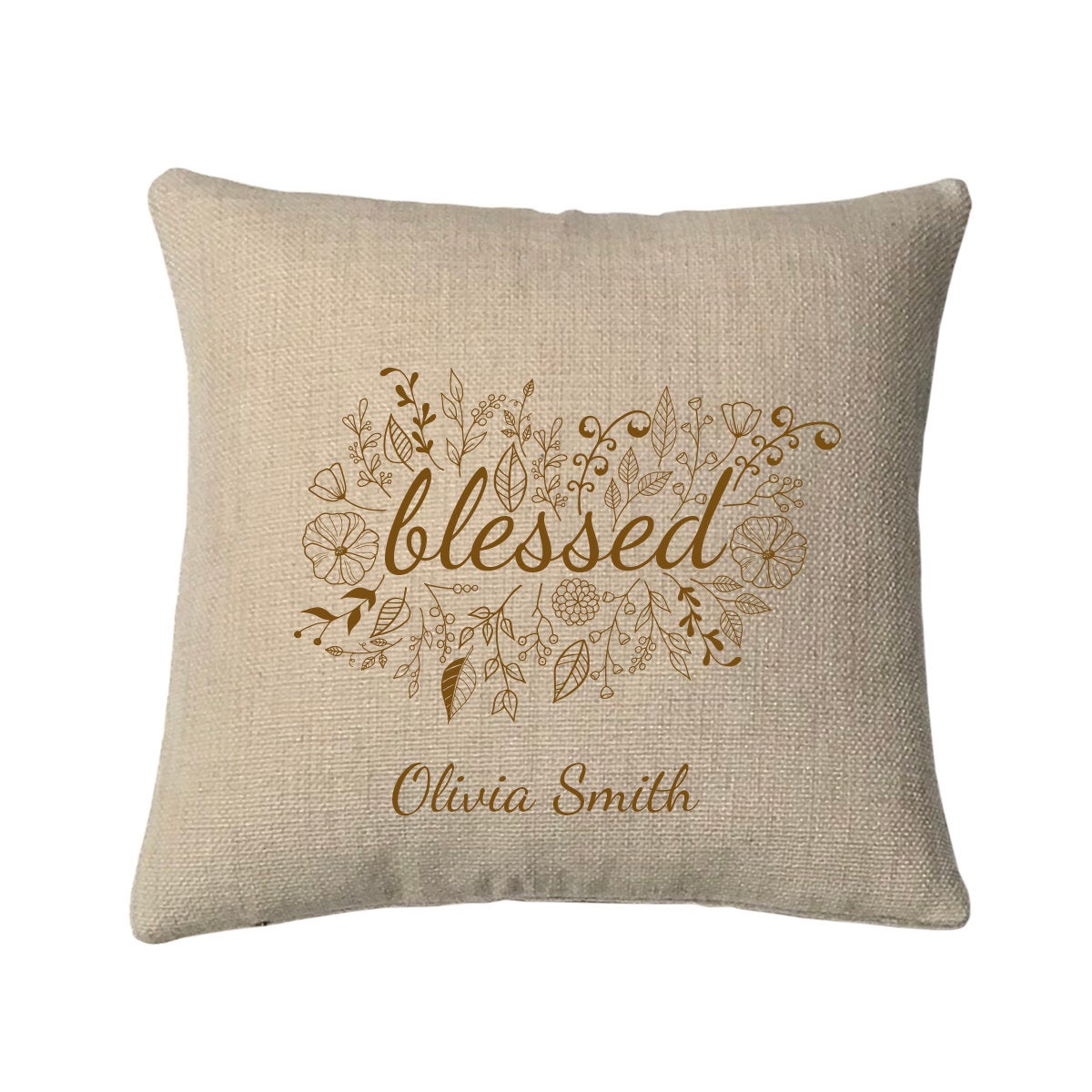 Personalized Blessed Mini Throw Pillow Measures 9.5 Inches X 9.5 Inches (Insert is included) Complete Very Small Throw Pillow