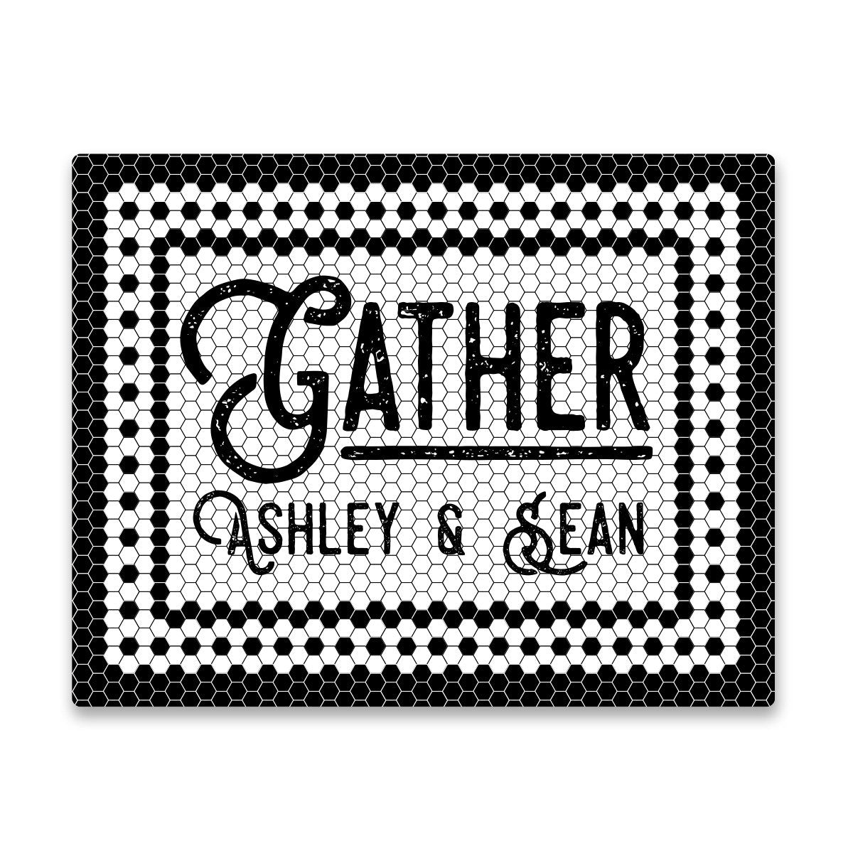 Personalized Gather Black and White Mosaic Tile Look Wall Art