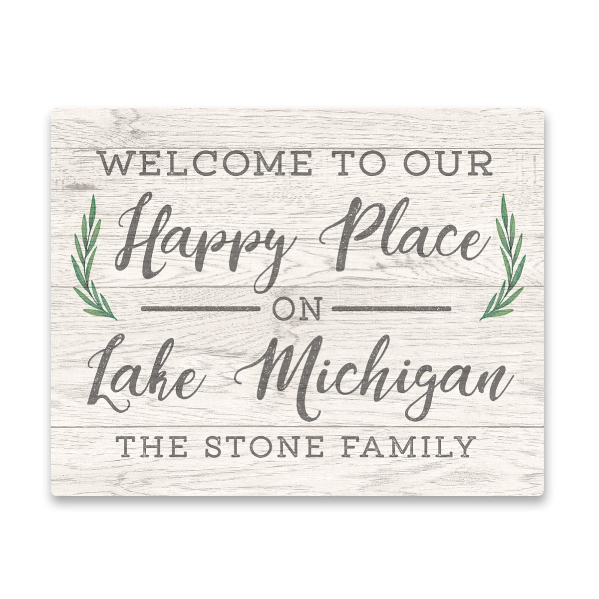 Personalized Welcome to Our Happy Place on Lake Michigan Wall Art