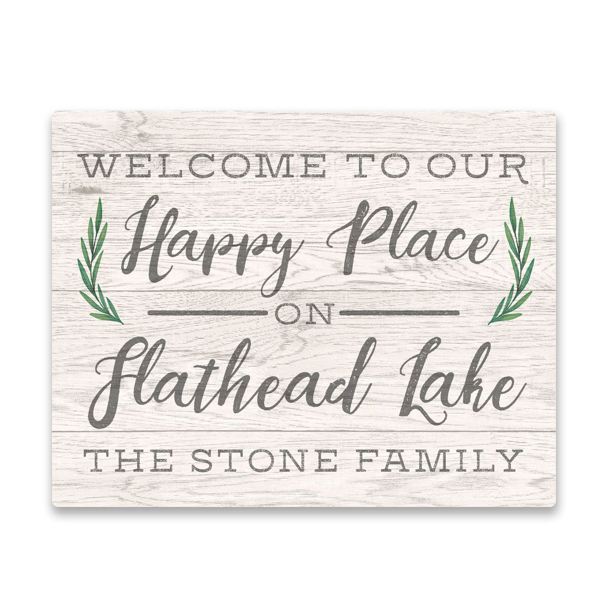 Personalized Welcome to Our Happy Place on Flathead Lake Wall Art