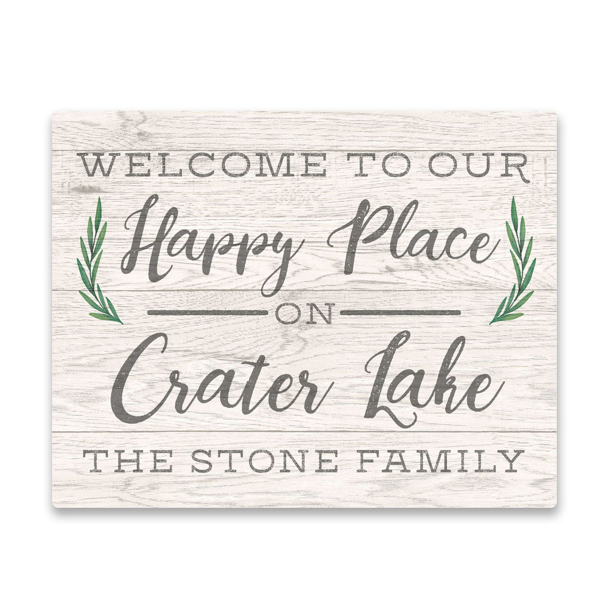 Personalized Welcome to Our Happy Place on Crater Lake Wall Art