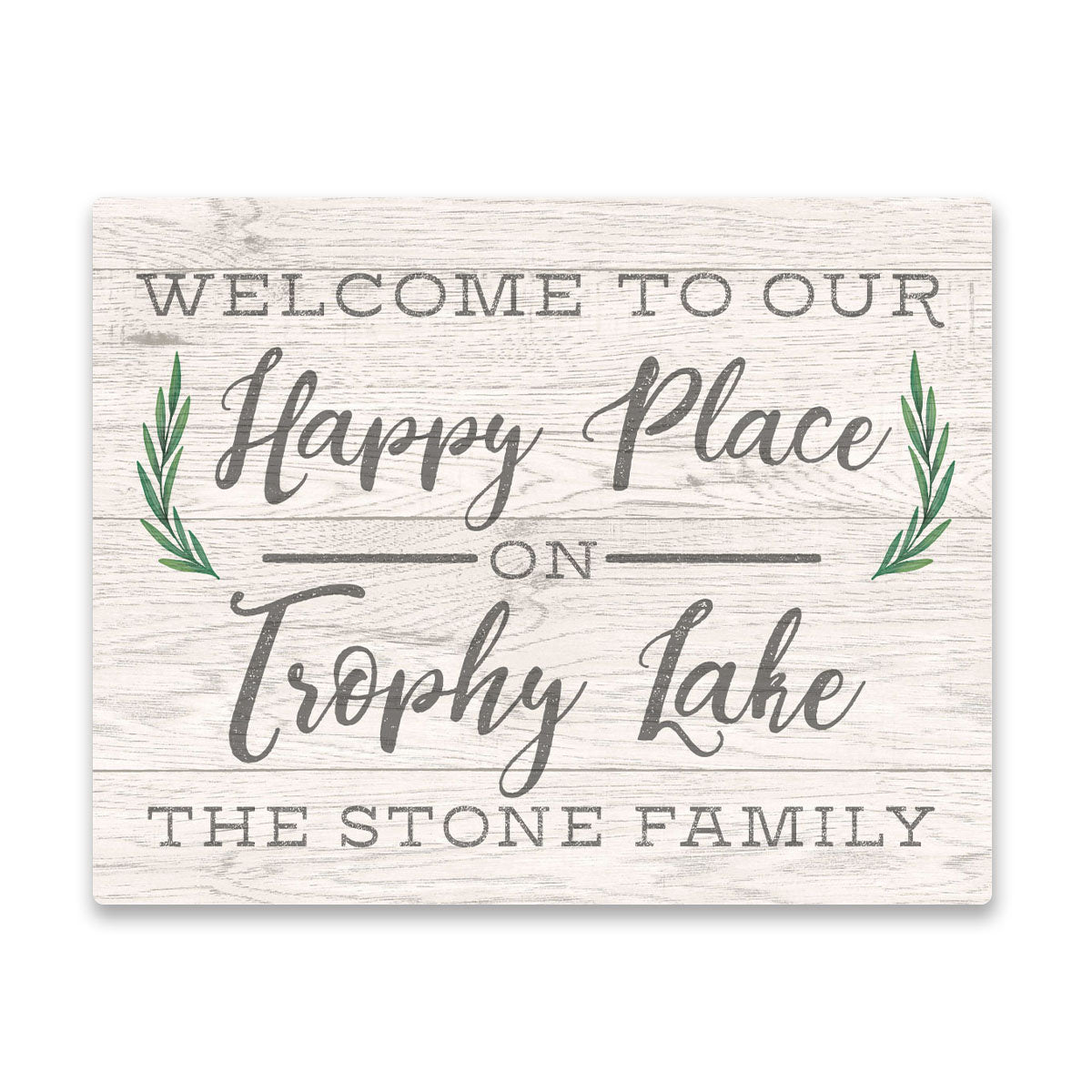 Personalized Welcome to Our Happy Place on Trophy Lake Wall Art