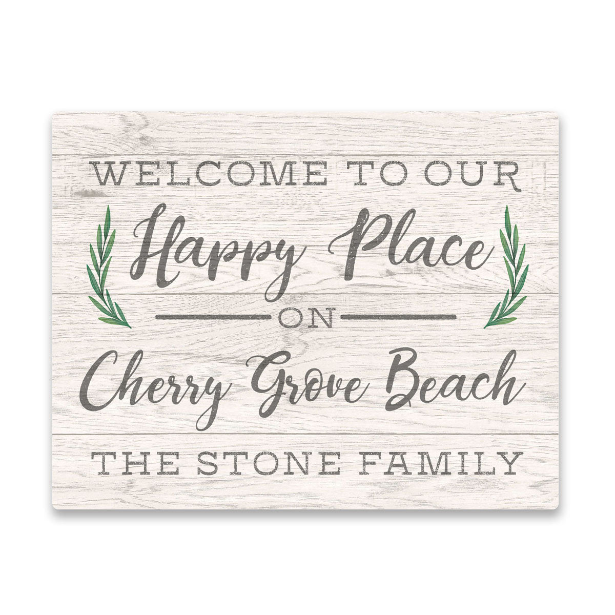 Personalized Welcome to Our Happy Place On Cherry Grove Beach Wall Art