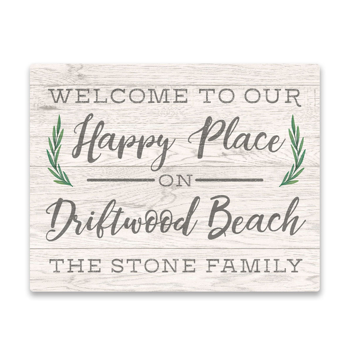 Personalized Welcome to Our Happy Place On Driftwood Beach Wall Art