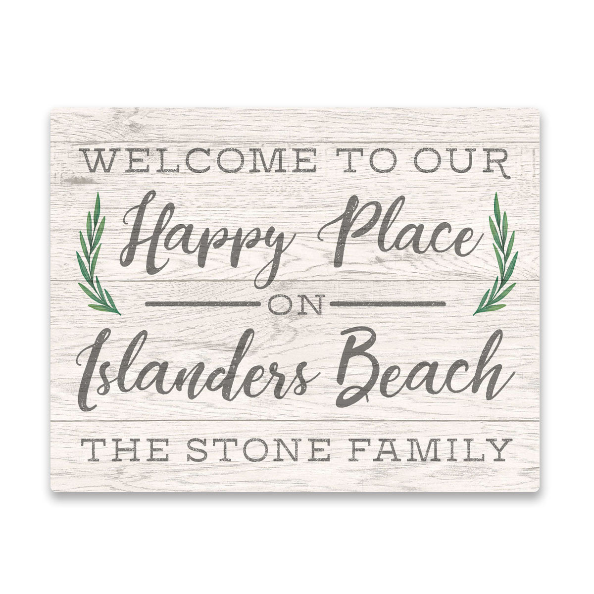 Personalized Welcome to Our Happy Place On Islanders Beach Wall Art