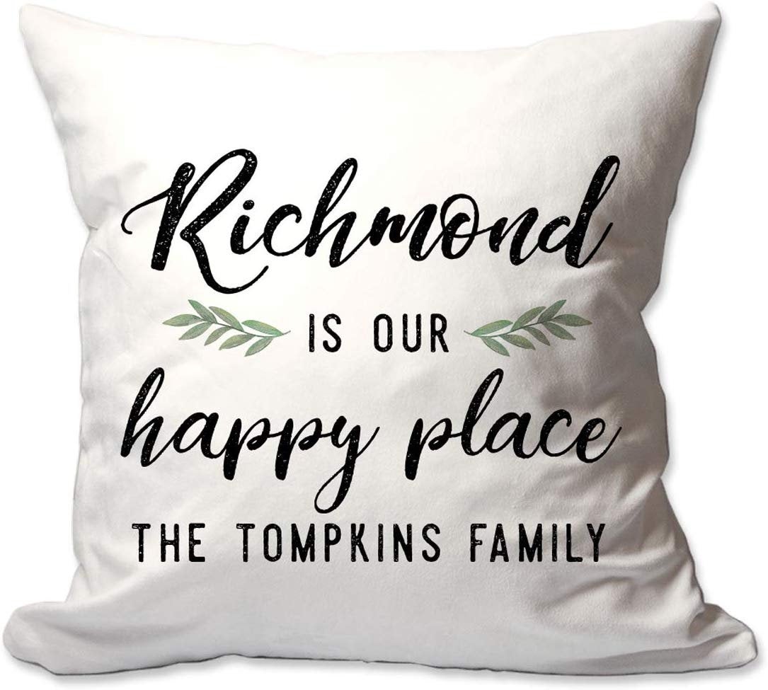 Personalized My Happy Place Throw Pillow 17x17 White Throw Pillow  - Cover Only OR Cover with Insert