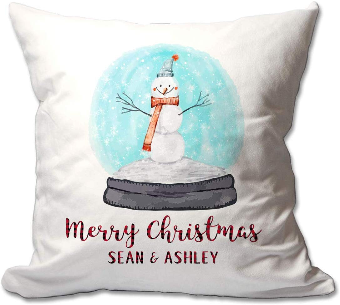 Personalized Family Christmas Snowman 17 X 17 Throw Pillow  - Cover Only OR Cover with Insert
