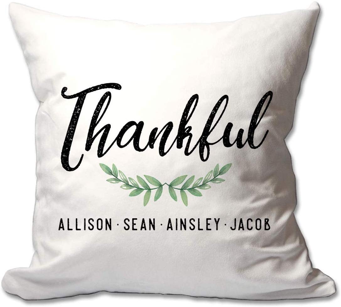 Personalized Thankful 17 X 17 Throw Pillow  - Cover Only OR Cover with Insert