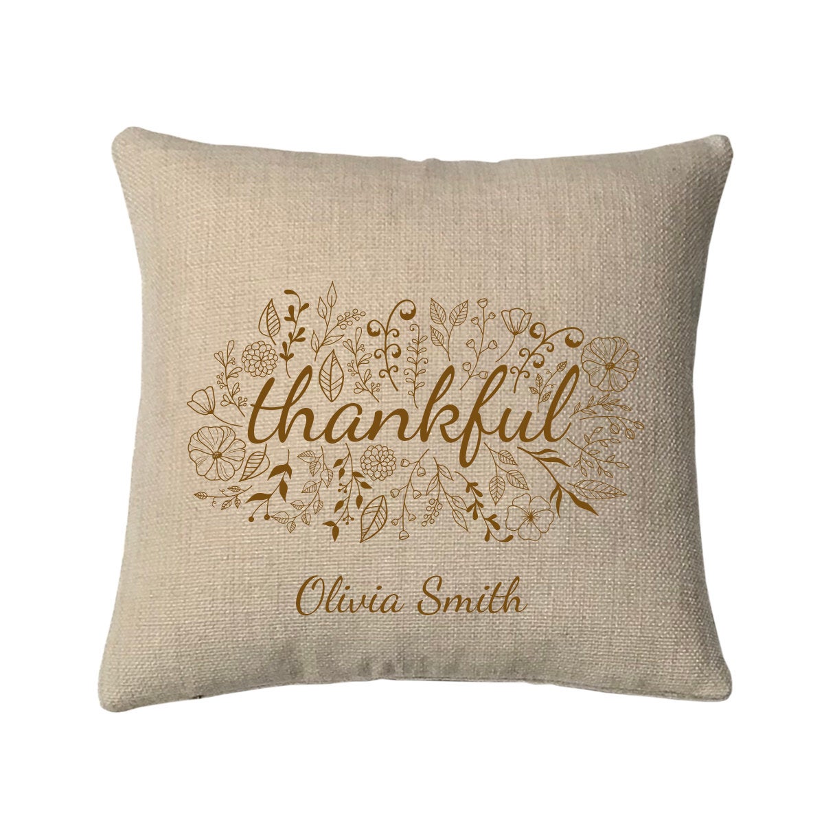 Personalized Thankful Mini Throw Pillow Measures 9.5 Inches X 9.5 Inches (Insert is included) Complete Very Small Throw Pillow