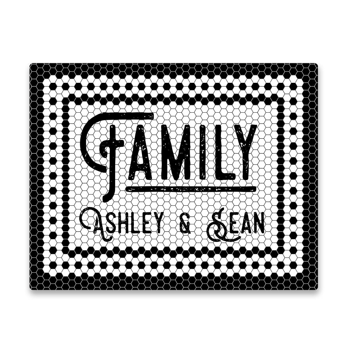 Personalized Family Black and White Mosaic Tile Look Wall Art