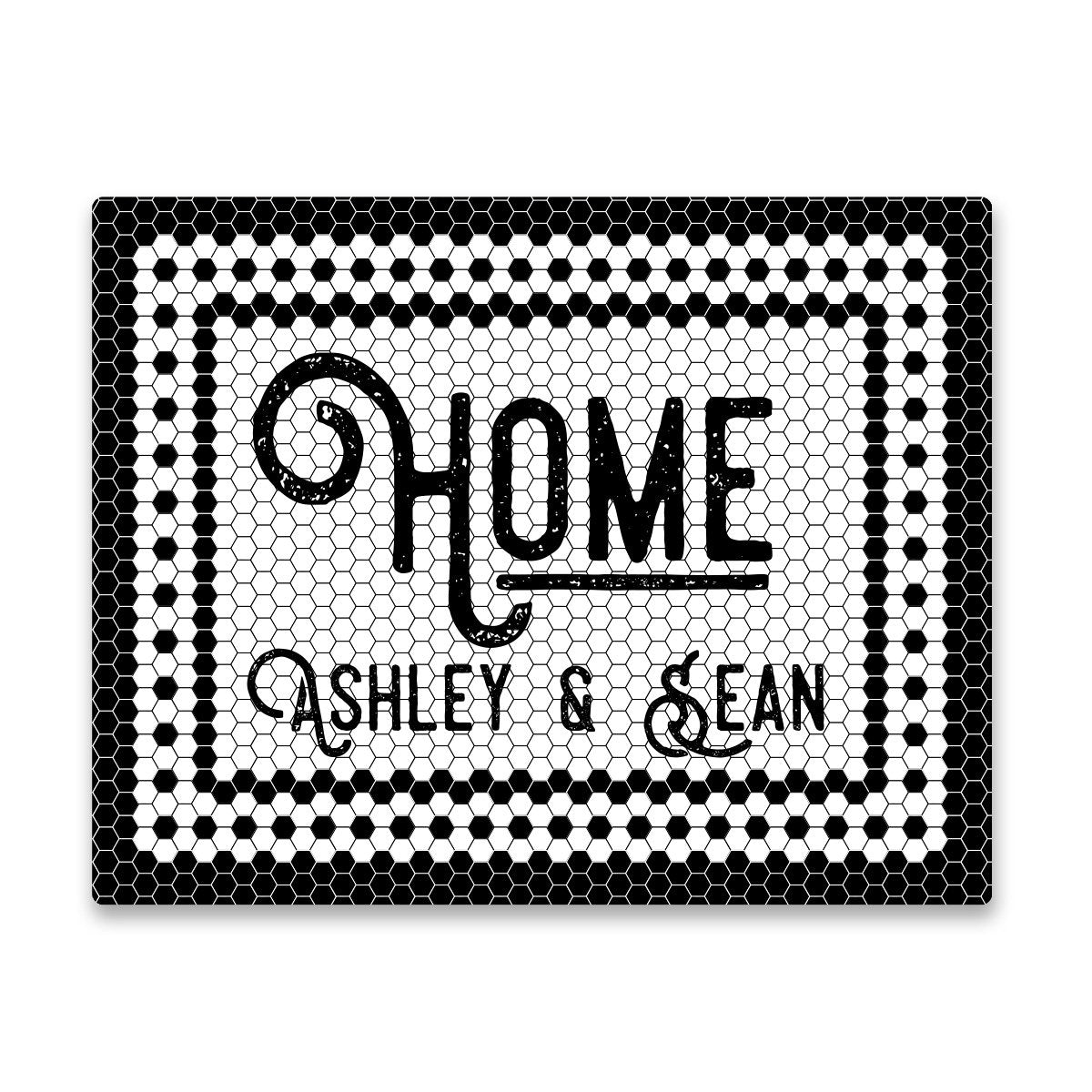 Personalized Home Black and White Mosaic Tile Look Wall Art
