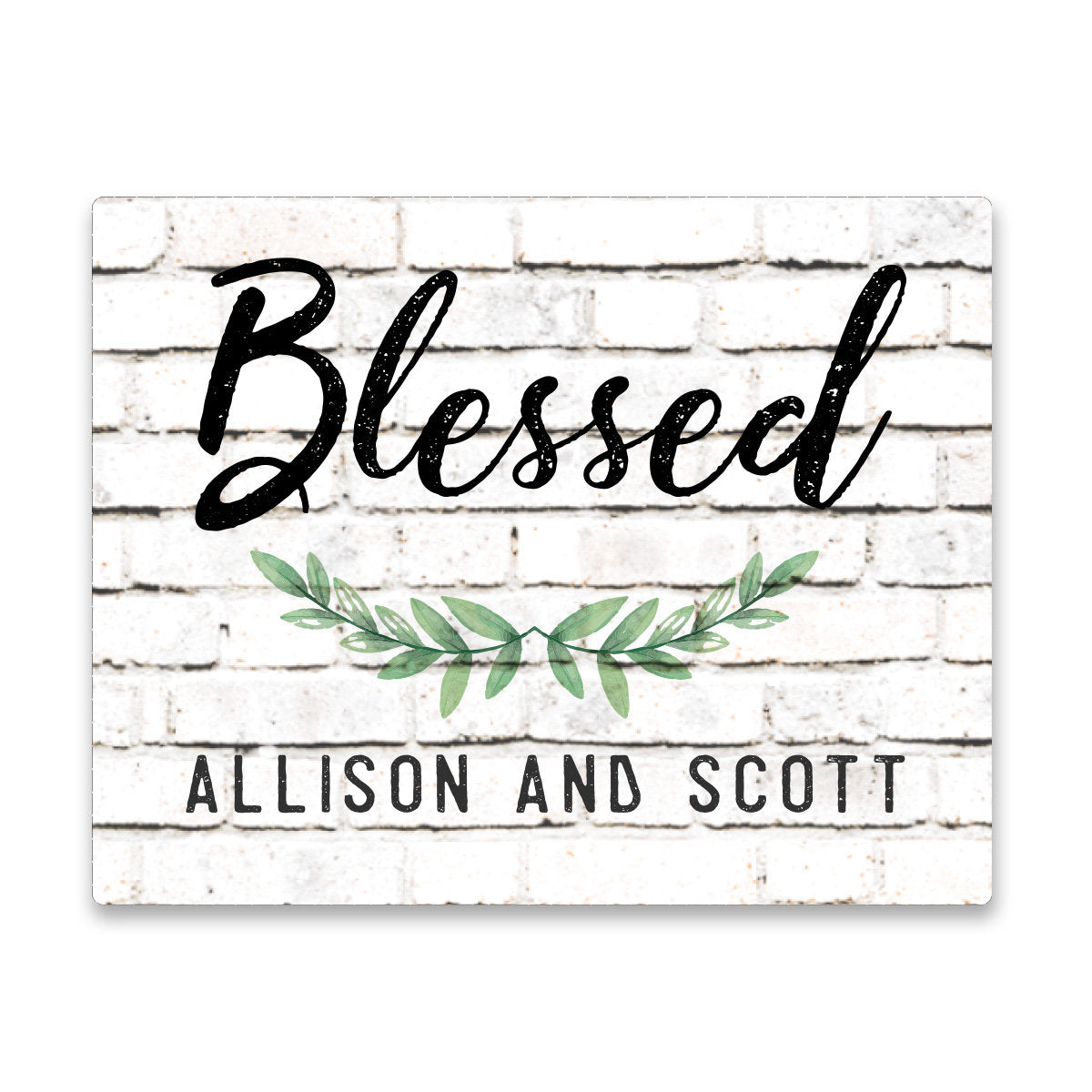 Personalized Blessed White Brick Look Wall Art