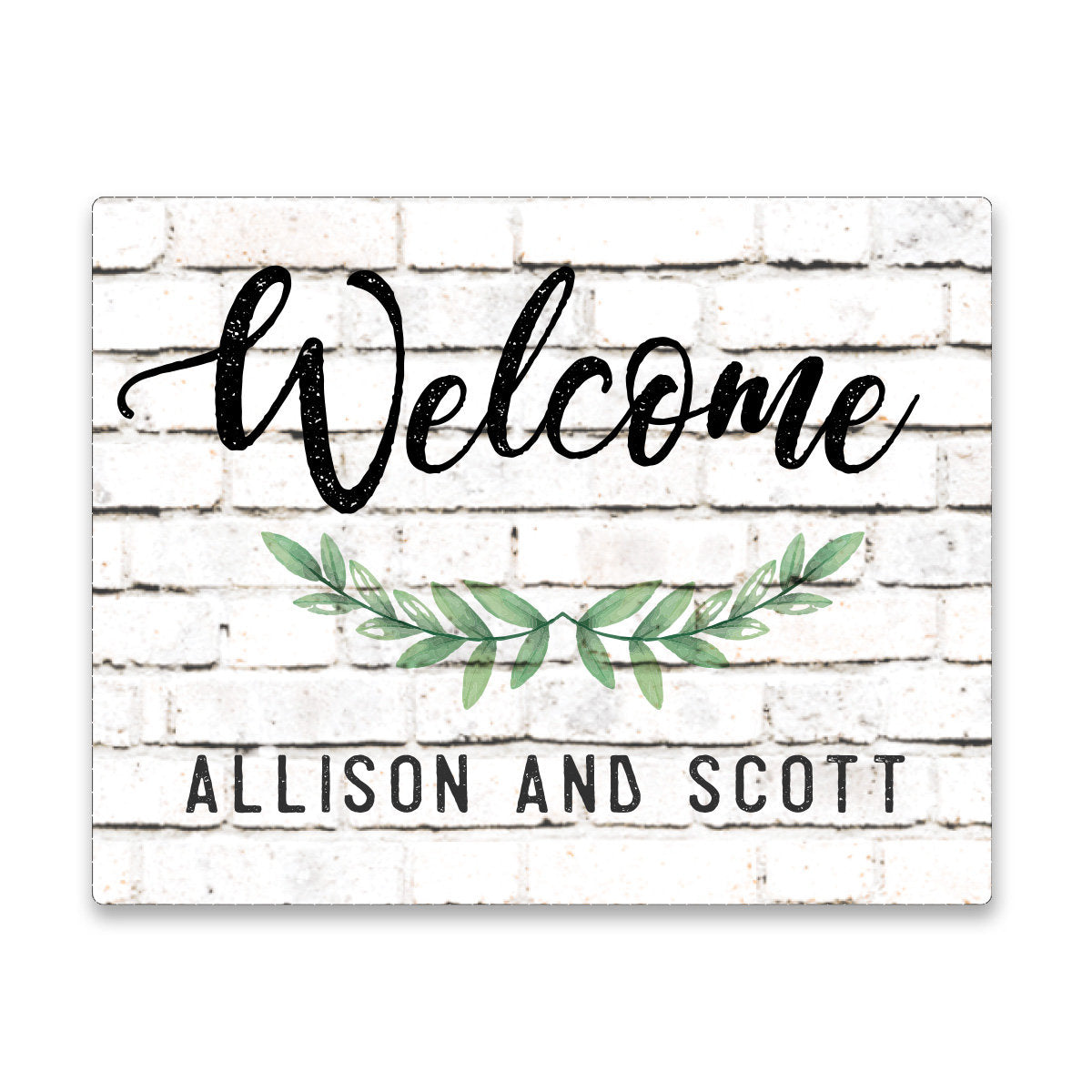 Personalized Welcome White Brick Look Wall Art