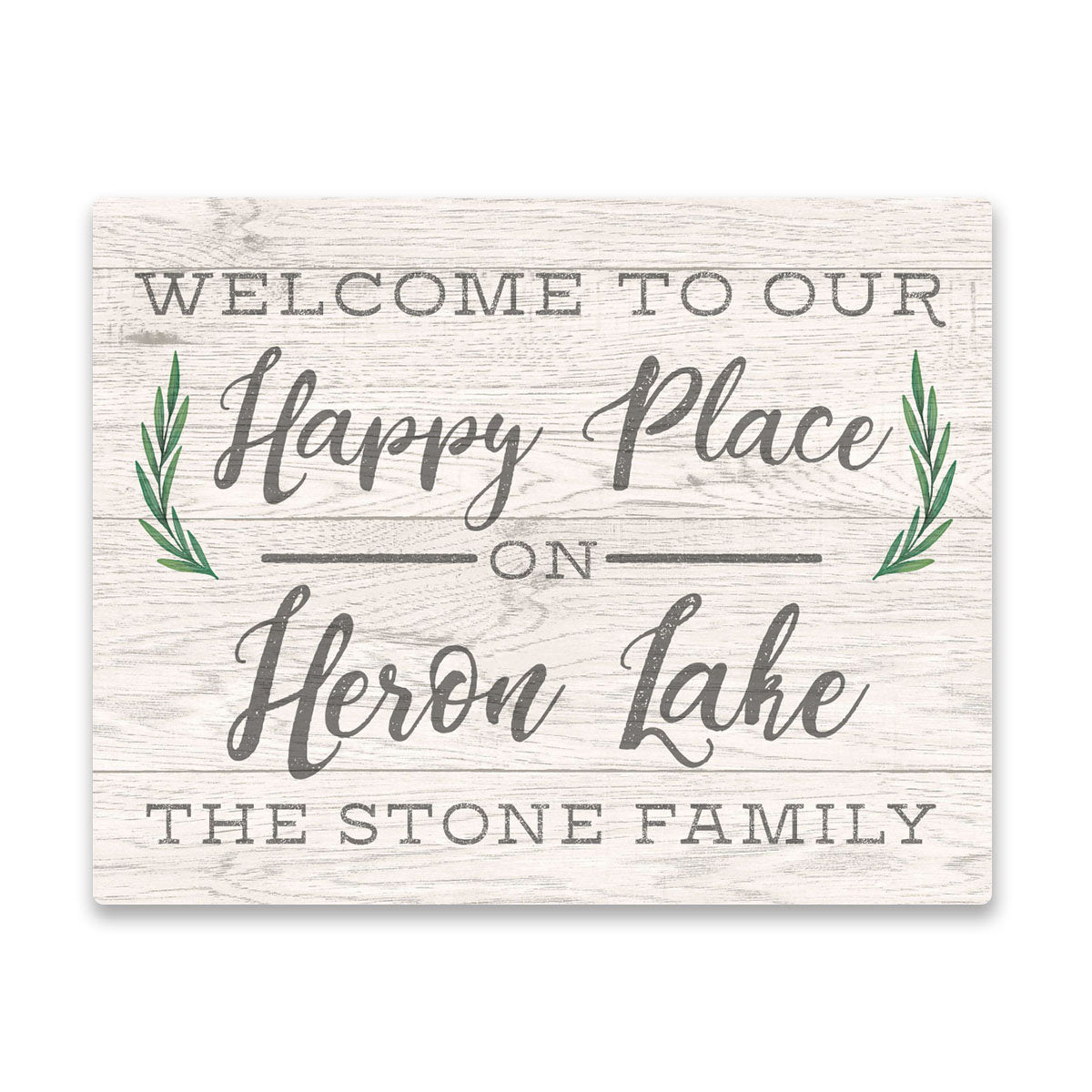 Personalized Welcome to Our Happy Place on Heron Lake Wall Art