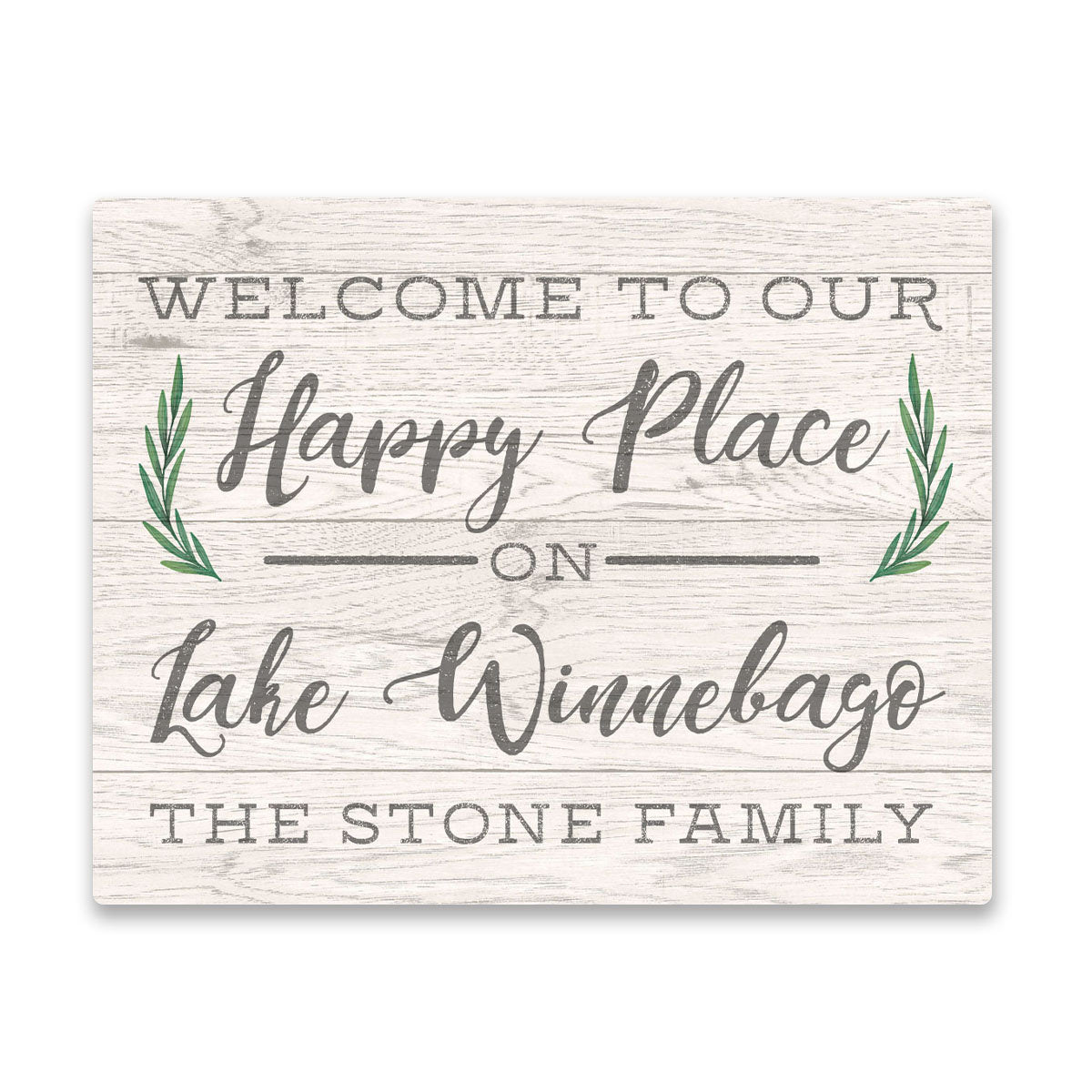 Personalized Welcome to Our Happy Place on Lake Winnebago Wall Art