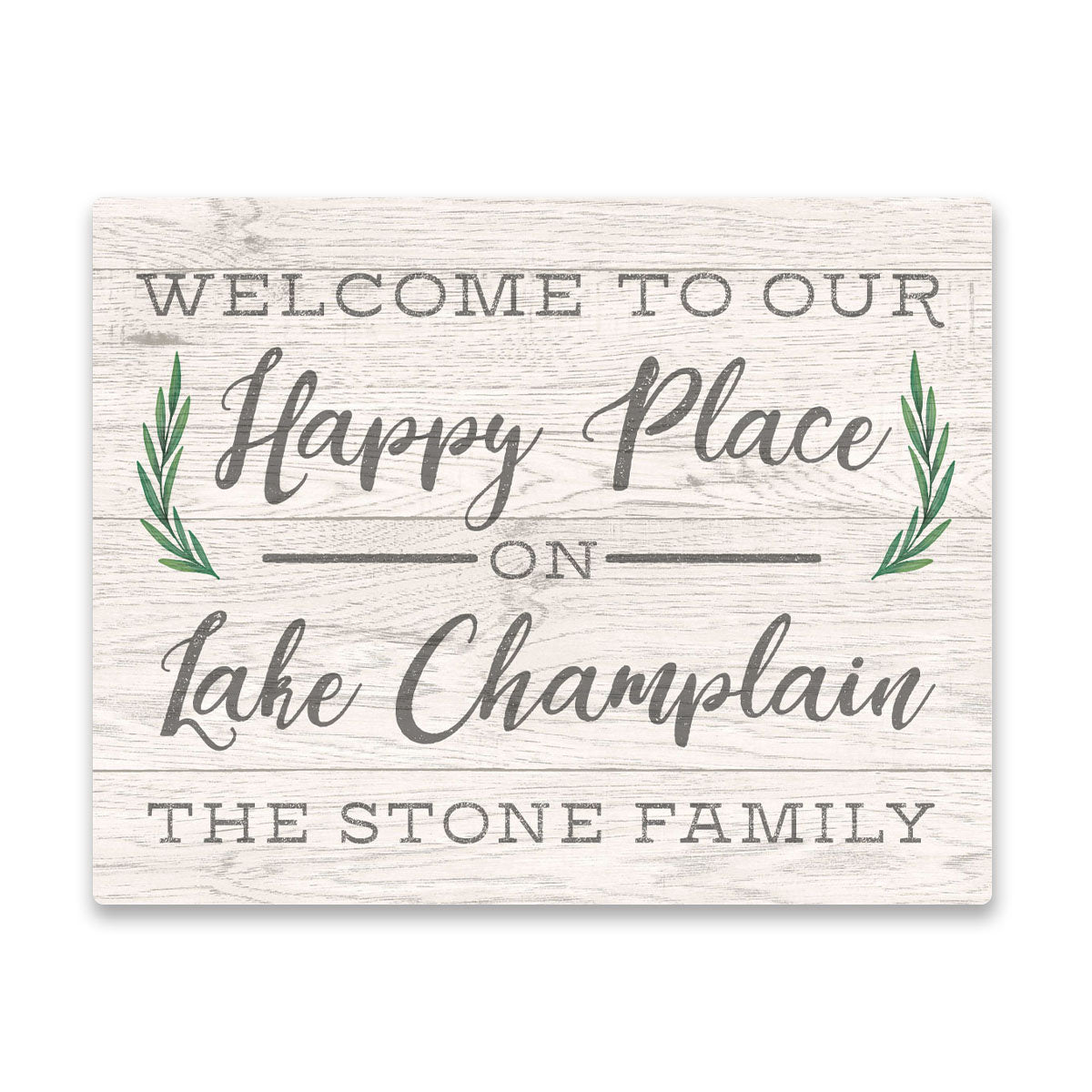Personalized Welcome to Our Happy Place on Lake Champlain Wall Art