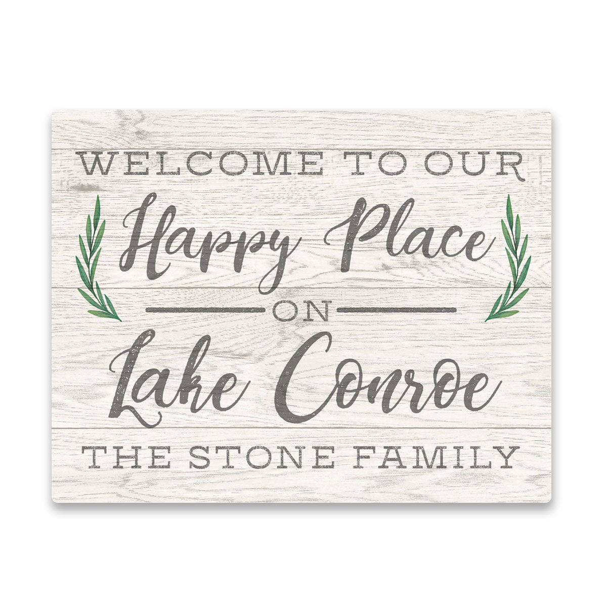 Personalized Welcome to Our Happy Place on Lake Conroe Wall Art