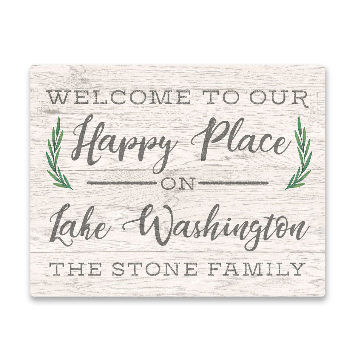 Personalized Welcome to Our Happy Place on Lake Washington Wall Art
