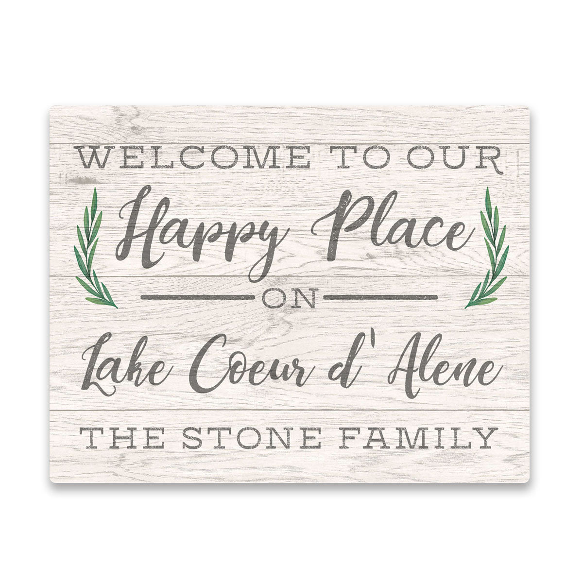 Personalized Welcome to Our Happy Place on Lake Coeur d'Alene Wall Art