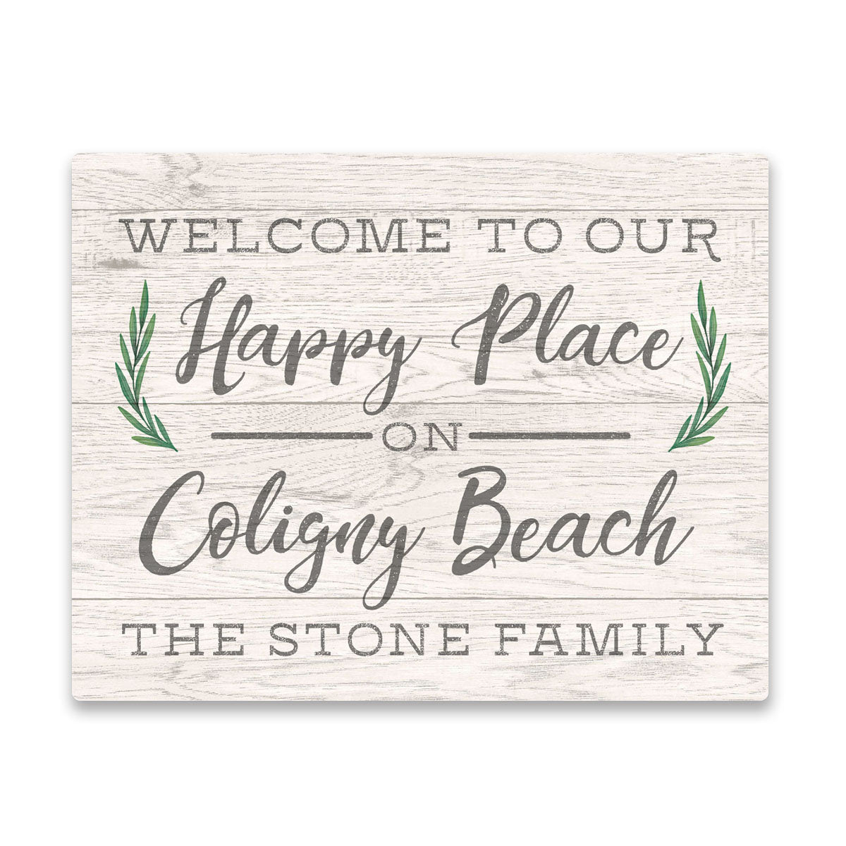 Personalized Welcome to Our Happy Place On Coligny Beach Wall Art
