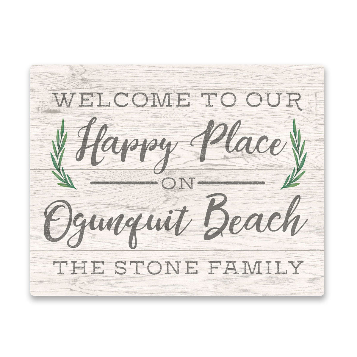 Personalized Welcome to Our Happy Place On Ogunquit Beach Wall Art