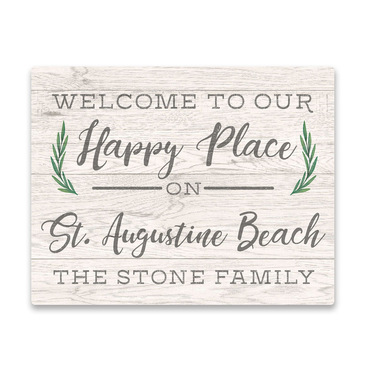 Personalized Welcome to Our Happy Place On St. Augustine Beach Wall Art