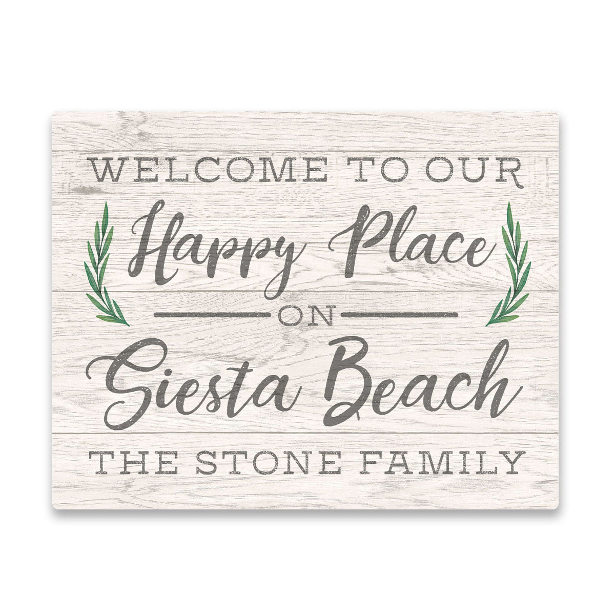 Personalized Welcome to Our Happy Place On Siesta Beach Wall Art