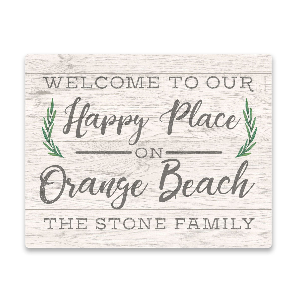 Personalized Welcome to Our Happy Place On Orange Beach Wall Art