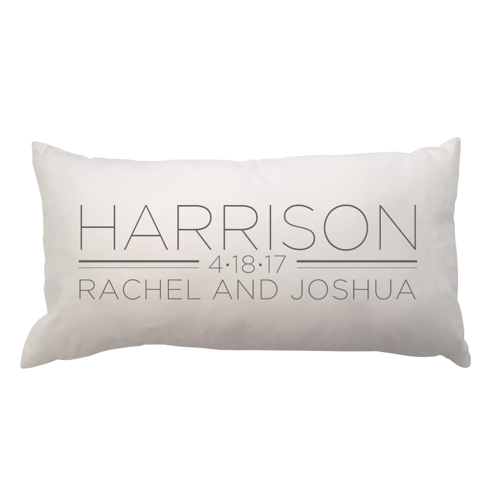 Couples First and Last Name Lumbar Throw Pillow with Year