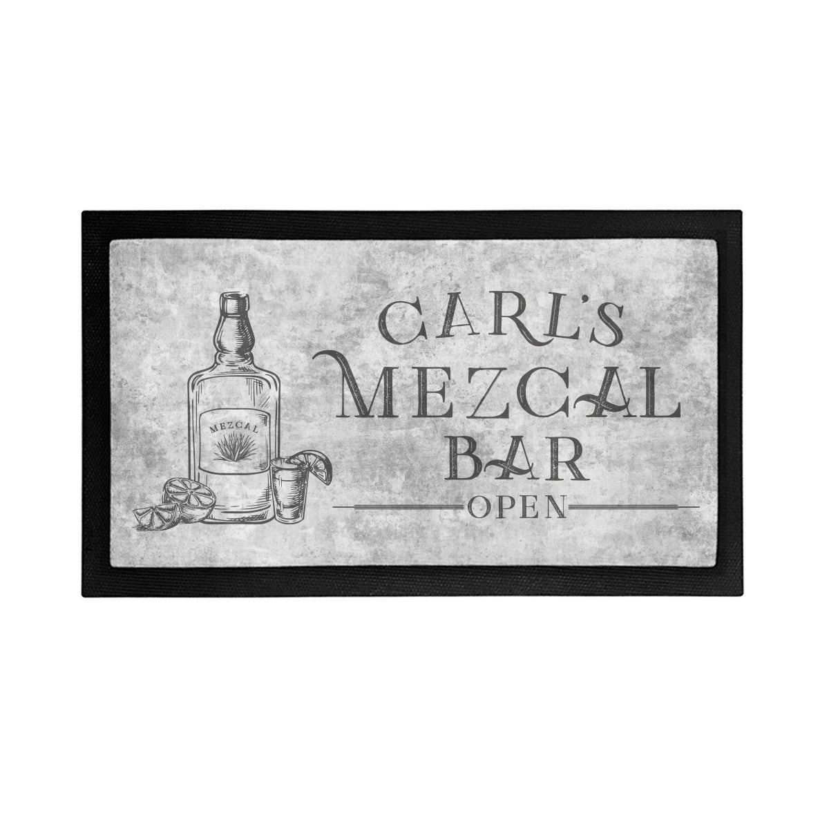 Personalized Mezcal Bar is Open Mat - Placemat Style Rubber Bar Mat