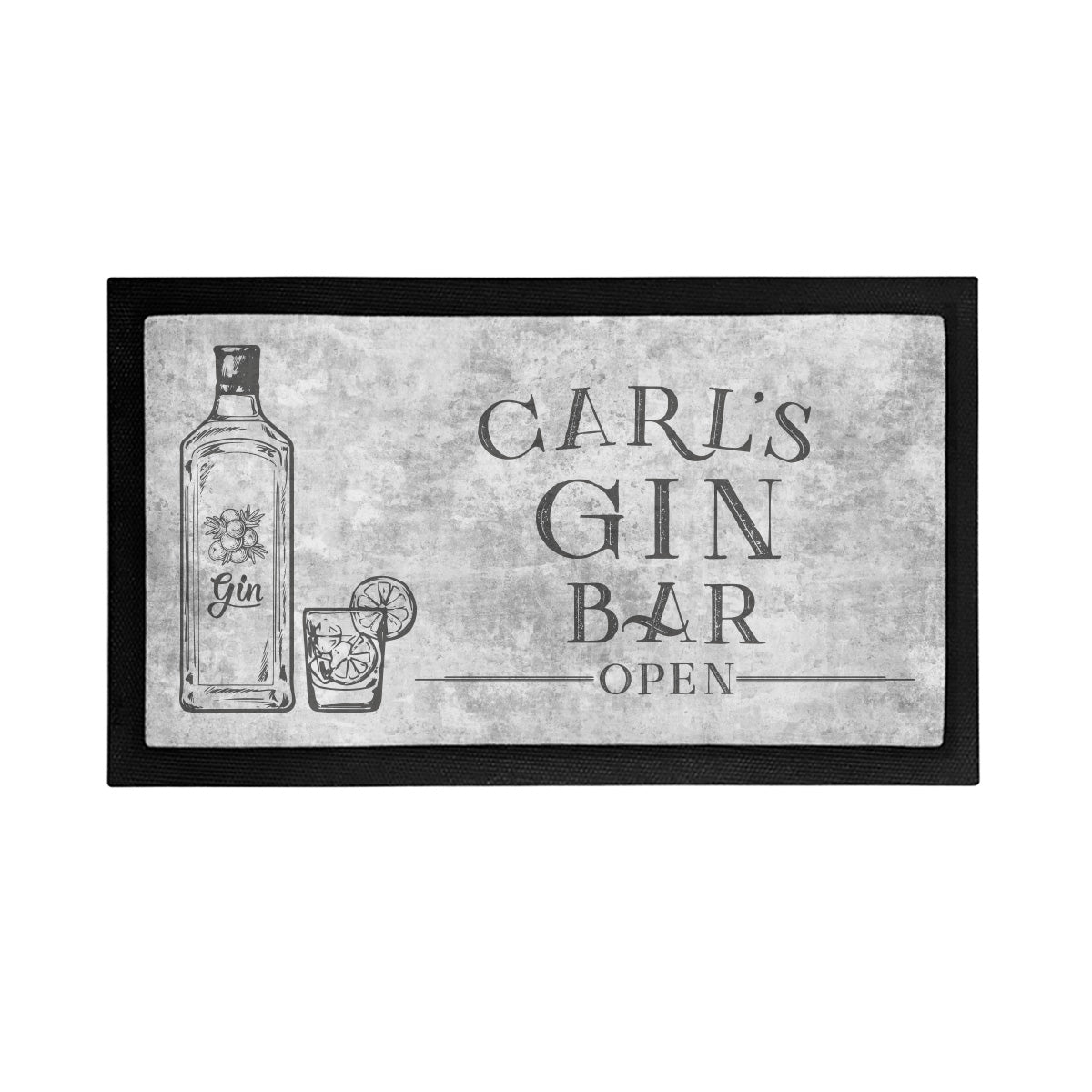 Personalized Gin Bar is Open Mat - Placemat Style Rubber Bar Mat