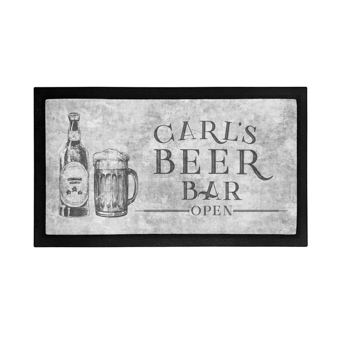 Personalized Beer Bar is Open Mat - Placemat Style Rubber Bar Mat